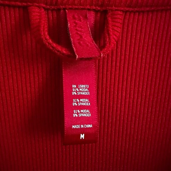 SKIMS Soft Lounge Ribbed Button Front Top M Brick Modal Stretch Loungewear Shirt - Picture 4 of 6